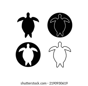 Sea turtle animal silhouette illustration collection