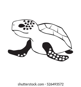 sea turtle black lines on a white background
