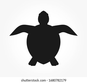 Sea turtle black silhouette icon. Vector illustration.