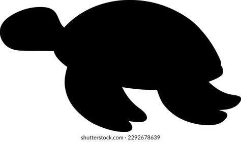 Sea turtle black silhouette vector illustration