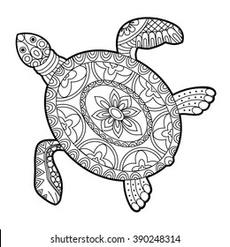 Sea Turtle Black White Stock Vector (Royalty Free) 390248314 | Shutterstock