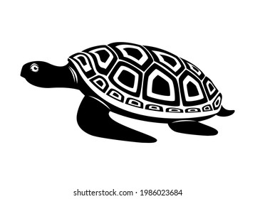Sea turtle black and white icon vector. Sea turtle silhouette icon isolated on a white background