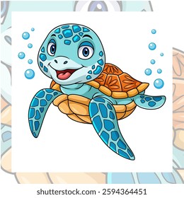 Sea turtle cartoon character design