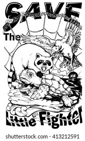 sea turtle conservation poster in black white hand draw