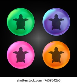 Sea turtle crystal ball design icon in green - blue - pink and orange.