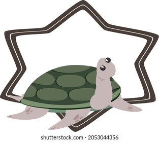 Sea turtle cute cartoon marine animal illustration vector