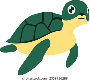 Sea Turtle. Cute Sea Turtle Ocean Animals Design Vector Illustration