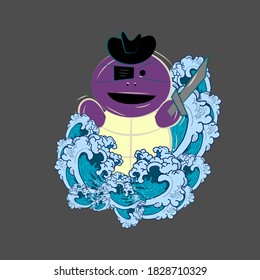sea turtle design for sukajan is mean japan traditional cloth or t-shirt with digital hand drawn, Embroidery Men T-shirts Summer Casual Short Sleeve Hip Hop T Shirt Streetwear