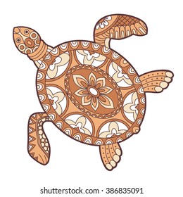 Sea turtle. Doodle hand drawn vector illustration.