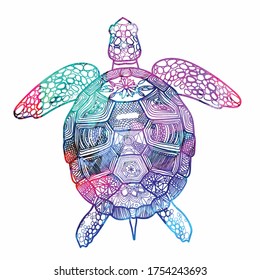 Sea Turtle Doodling Coloring Meditative Coloring Stock Vector (Royalty ...