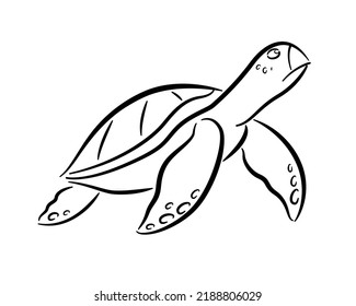 Sea Turtle Drawing Black Lines On Stock Vector (Royalty Free ...