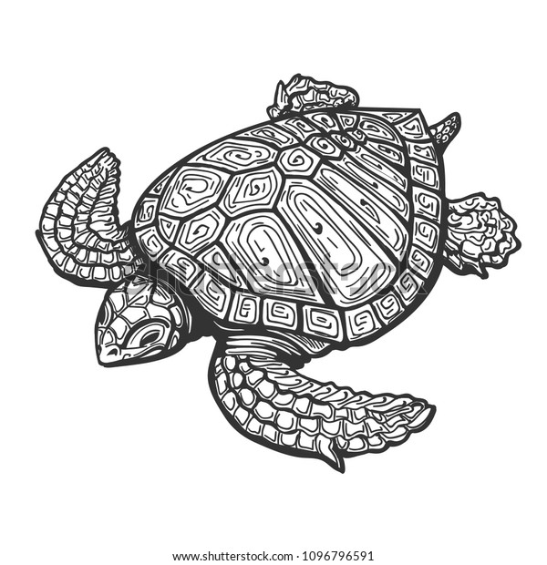 タトゥー風の海亀 ベクターイラスト のベクター画像素材 ロイヤリティフリー