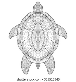 Sea turtle ethnic illustration in zentangle style