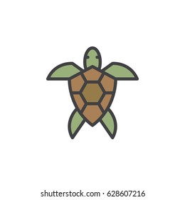 Sea turtle filled outline icon, line vector sign, linear colorful pictogram. Symbol, logo illustration. Pixel perfect