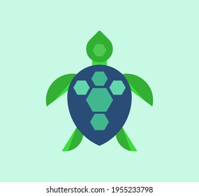 sea turtle flat clipart vector illustration