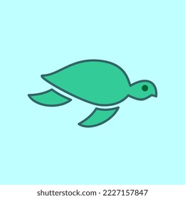 Sea turtle flat icon logo vector background design isolated