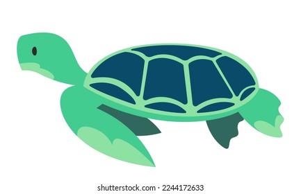 Sea turtle in flat style. Beautiful underwater inhabitant.