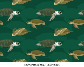 Sea Turtle Flatback Cartoon Seamless Wallpaper