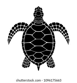 Sea turtle graphic icon. Sea turtle black sign isolated on white background. Tattoo. Vector illustration