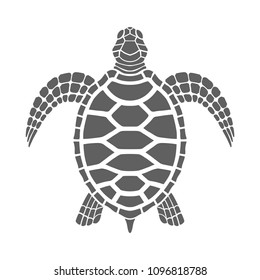 Sea turtle graphic icon. Sea turtle gray sign isolated on white background. Tattoo. Vector illustration