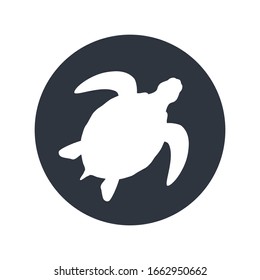 Sea turtle graphic icon. Sea turtle sign in the circle isolated on white background. Vector illustration