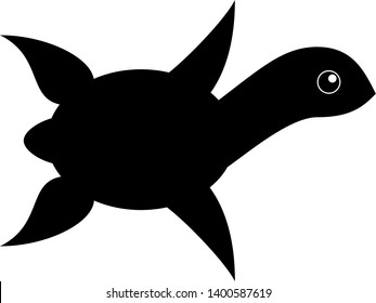 
Sea Turtle Icon.  Black Silhouette isolated on transparent background