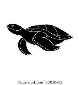 Sea turtle icon in black style isolated on white background. Sea animals symbol stock vector illustration.