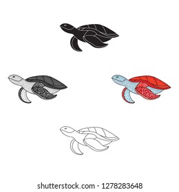 Sea turtle icon in cartoon style isolated on white background. Sea animals symbol stock vector illustration.