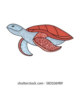 Sea turtle icon in cartoon style isolated on white background. Sea animals symbol stock vector illustration.