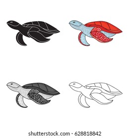 Sea turtle icon in cartoon style isolated on white background. Sea animals symbol stock vector illustration.