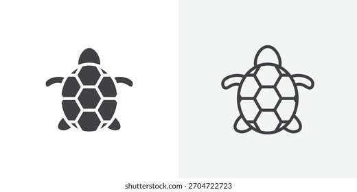 Icono de tortuga marina. colección de línea de trazo editable y estilos planos sólidos.