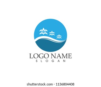 Sea turtle icon logo vector illustration