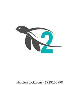 Sea turtle icon with number 3 logo design illustration template