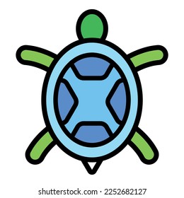 Sea turtle icon. Outline illustration of sea turtle vector icon color flat isolated on white