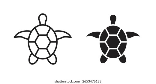 Sea turtle icon, outline vector sign, linear and solid style pictogram isolated on white.
