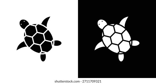 Sea turtle icon Set collection. Vector silhouette.