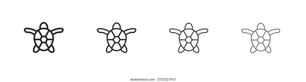 Conjunto de ícone de tartaruga marinha, Ilustração, Preto