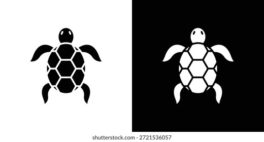 Conjunto de diseño de ilustración plana de Vector de silueta de icono de tortuga marina.