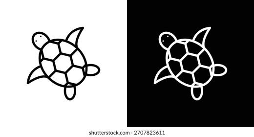 Sea turtle icon symbol in thin line, outline and stroke style for apps