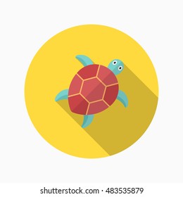 Sea turtle  icon, Vector flat long shadow design. EPS10