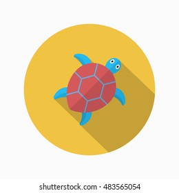 Sea turtle  icon, Vector flat long shadow design. EPS10