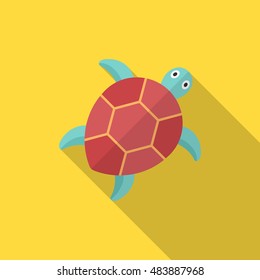 Sea turtle  icon, Vector flat long shadow design. EPS10