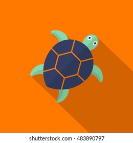 Sea turtle  icon, Vector flat long shadow design. EPS10