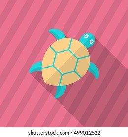 Sea turtle  icon, Vector flat long shadow design. EPS10