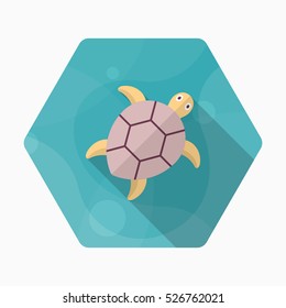 Sea turtle  icon, Vector flat long shadow design. EPS10