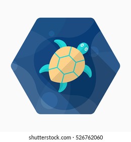 Sea Turtle  Icon, Vector Flat Long Shadow Design. EPS10