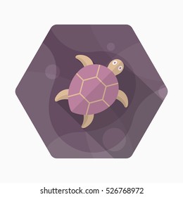 Sea turtle  icon, Vector flat long shadow design. EPS10