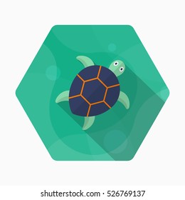 Sea Turtle  Icon, Vector Flat Long Shadow Design. EPS10