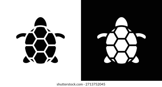 Icono de tortuga marina. Ilustración vectorial. Silueta en color negro