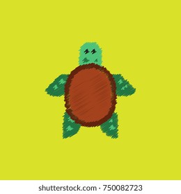 Sea turtle icon. Vector illustration in Hatching style